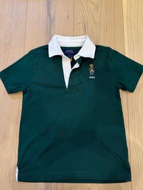 Polo by Ralph Lauren Forest Green Polo with White Contrast Collar
